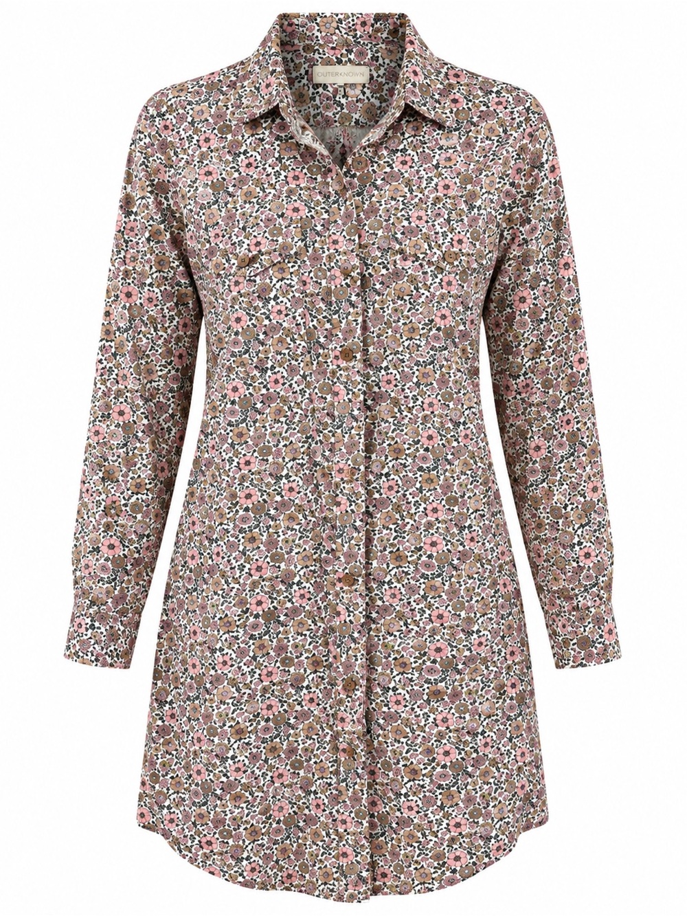 Outerknown Floral Organic Cotton Button Down Shirt Dress Medium Cottagecore Boho